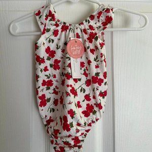 NWT New Bailey's Blossoms boutique Baby Girl PINK FLORAL Bubble Romper 3-6m